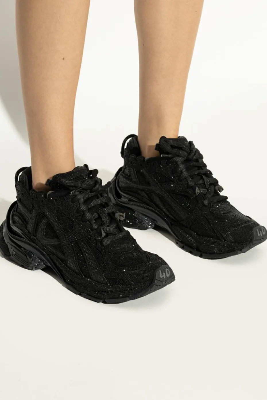 Balenciaga CZARNY Buty sportowe `Runner` z połyskującymi kryształami