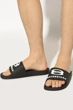 Balenciaga CZARNY Gumowe klapki z logo