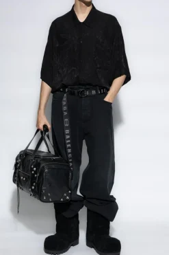 Balenciaga CZARNY Jedwabna koszula z kieszenią