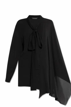 Balenciaga CZARNY Jedwabna koszula z wiązaniem przy dekolcie