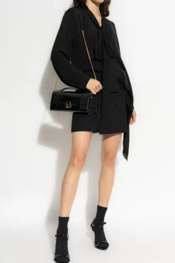 Balenciaga CZARNY Jedwabna koszula z wiązaniem przy dekolcie