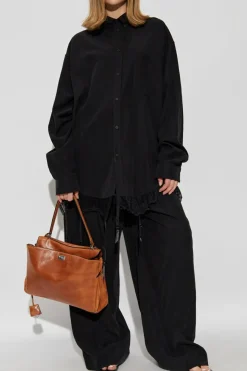 Balenciaga CZARNY Koszula z koronkowym wykończeniem