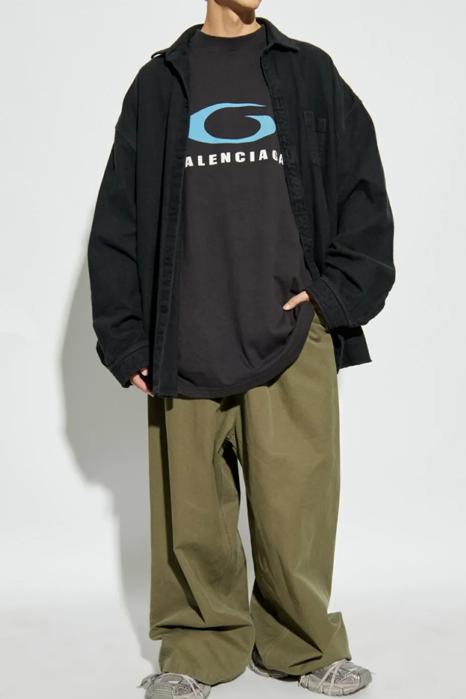 Balenciaga CZARNY Koszula z wszytym t-shirtem