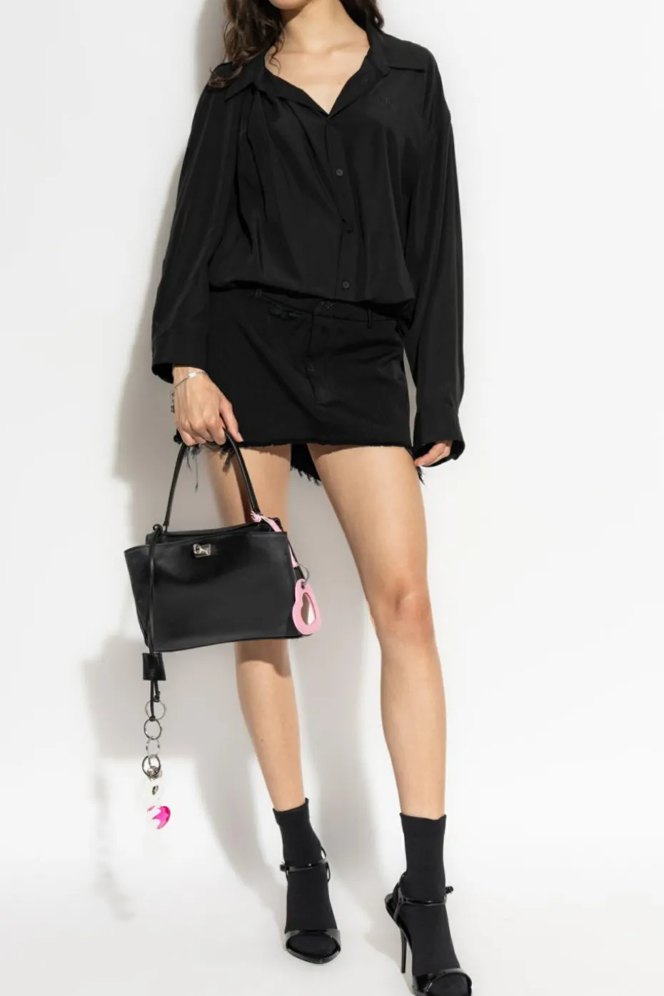 Balenciaga CZARNY Krótka spódnica z efektem `vintage`