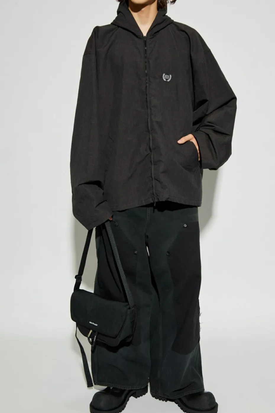 Balenciaga CZARNY Kurtka typu `oversize` z kapturem