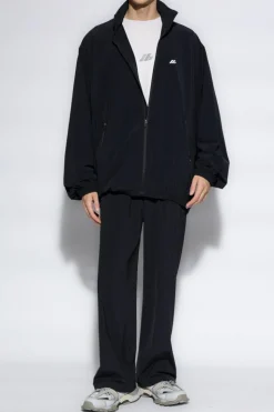 Balenciaga CZARNY Ortalionowe spodnie z nadrukowanym logo