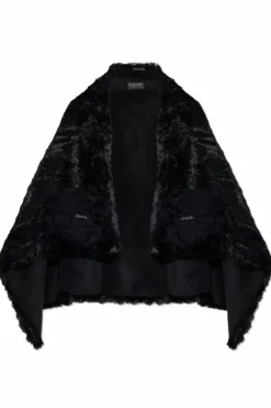 Balenciaga CZARNY Peleryna ze sztucznego futra z kolekcji `Skiwear`