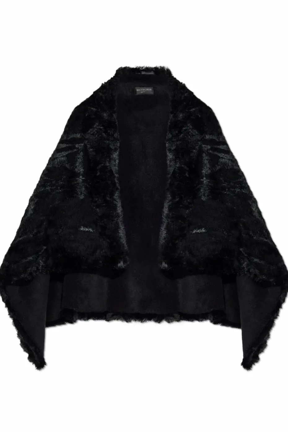 Balenciaga CZARNY Peleryna ze sztucznego futra z kolekcji `Skiwear`