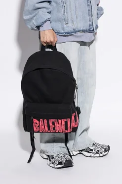 Balenciaga CZARNY Plecak z nadrukowanym logo