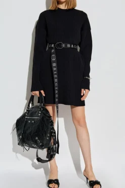 Balenciaga CZARNY Prążkowana sukienka