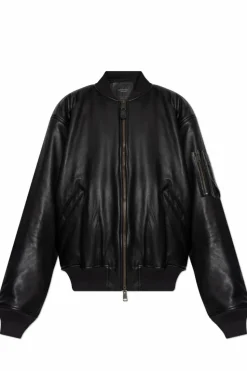 Balenciaga CZARNY Skórzana kurtka typu `bomber`