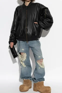 Balenciaga CZARNY Skórzana kurtka typu `bomber`