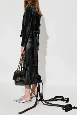 Balenciaga CZARNY Skórzana spódnica
