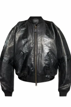 Balenciaga CZARNY Skórzana kurtka typu `bomber`