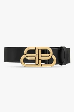 Balenciaga CZARNY Skórzany pasek z logo