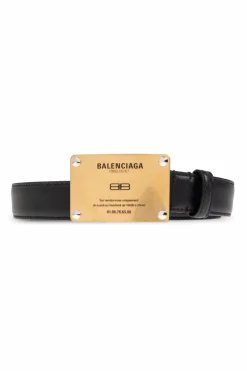 Balenciaga CZARNY Skórzany pasek z logo
