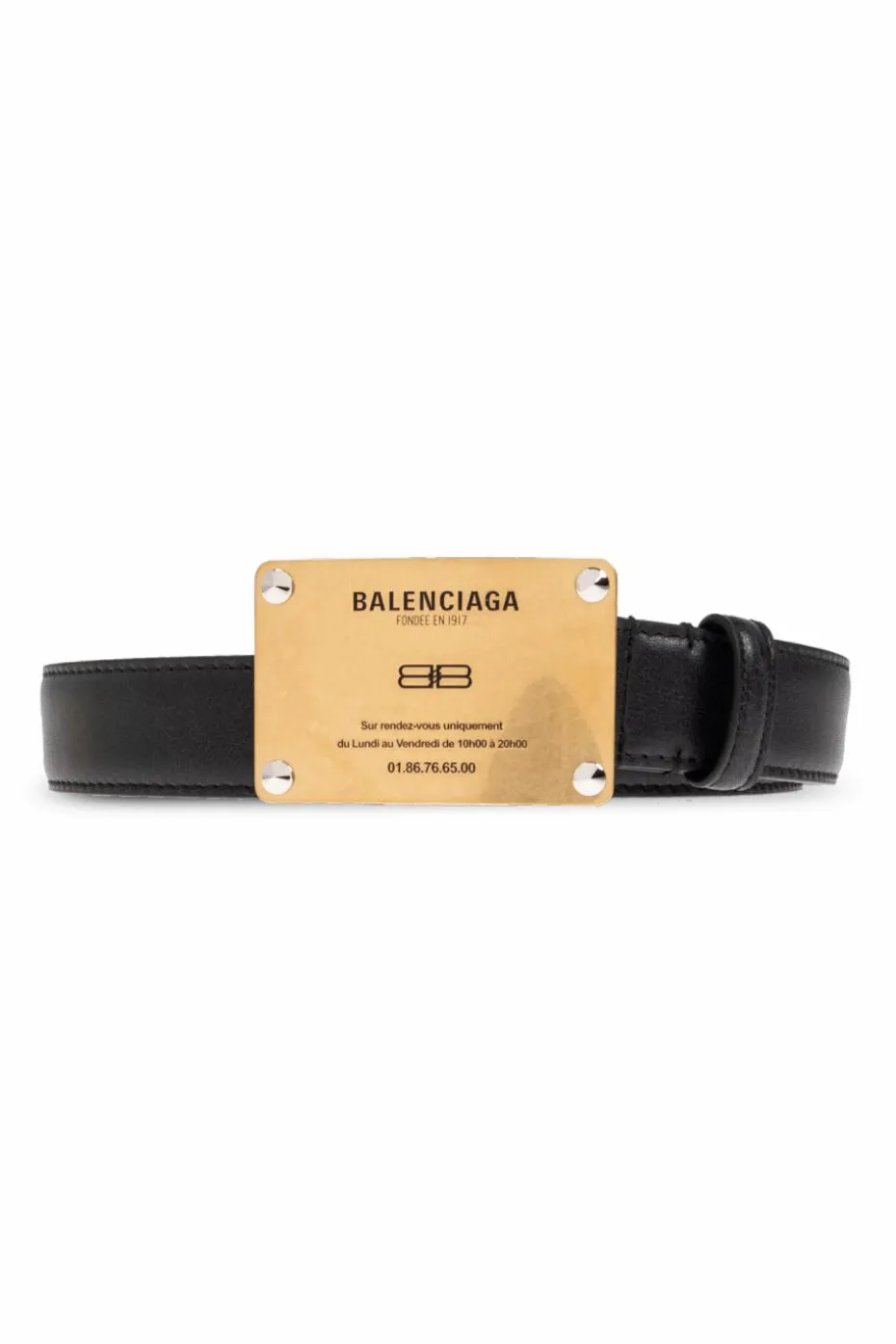 Balenciaga CZARNY Skórzany pasek z logo