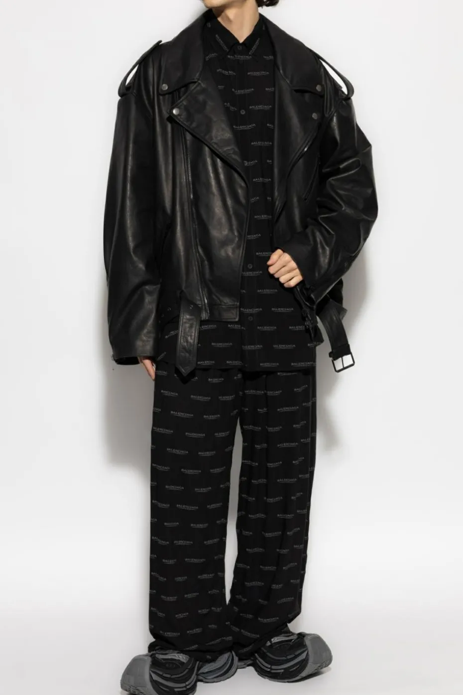 Balenciaga CZARNY Spodnie o luźnym kroju z monogramem