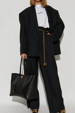 Balenciaga CZARNY Spodnie z wełnianym wykończeniem