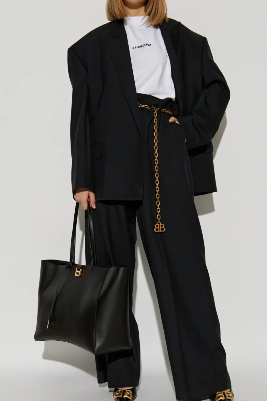 Balenciaga CZARNY Spodnie z wełnianym wykończeniem