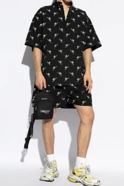 Balenciaga CZARNY Szorty z nadrukowanym monogramem