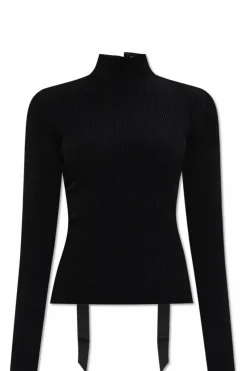 Balenciaga CZARNY Top z dekoracyjnym przeplataniem wstążką