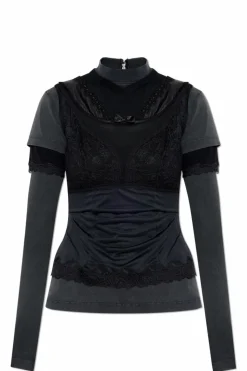 Balenciaga CZARNY Top ze stójką