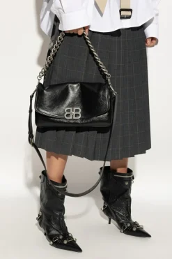 Balenciaga CZARNY Torba na ramie `BB Soft Medium`