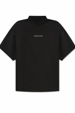 Balenciaga CZARNY T-shirt z logo
