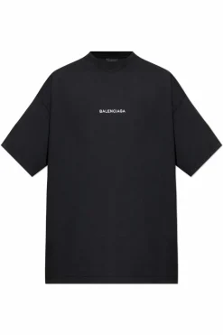 Balenciaga CZARNY T-shirt z naszywką na rękawie