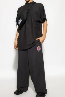 Balenciaga CZARNY T-shirt z efektem `vintage`