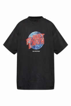 Balenciaga CZARNY T-shirt z efektem `vintage`