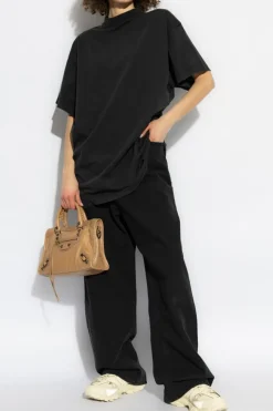 Balenciaga CZARNY T-shirt z logo