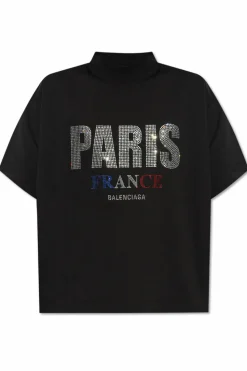 Balenciaga CZARNY T-shirt z logo