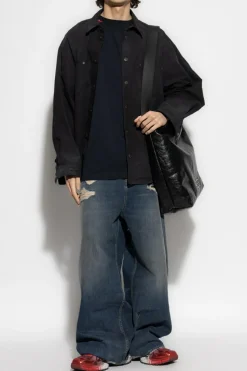 Balenciaga GRANATOWY Jeansy z efektem `vintage`