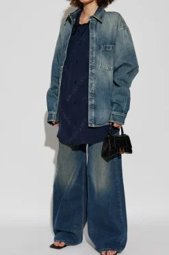Balenciaga GRANATOWY Jeansy z szerokimi nogawkami