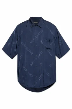 Balenciaga GRANATOWY Koszula z monogramem