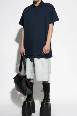Balenciaga GRANATOWY Polo z wyszytym logo