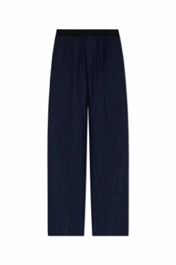 Balenciaga GRANATOWY Spodnie z szerokimi nogawkami w kant