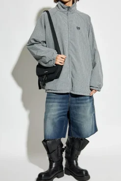 Balenciaga GRANATOWY Szorty jeansowe z logo