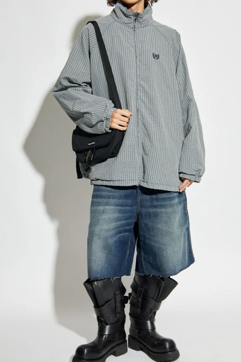 Balenciaga GRANATOWY Szorty jeansowe z logo