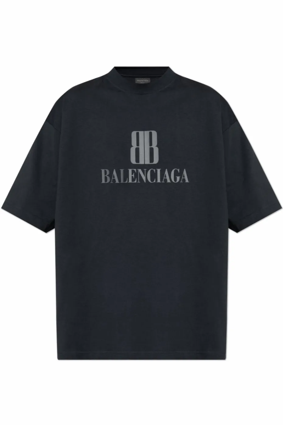 Balenciaga GRANATOWY T-shirt z nadrukowanym logo