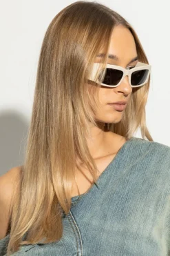 Balenciaga kremowy Okulary przeciwsłoneczne