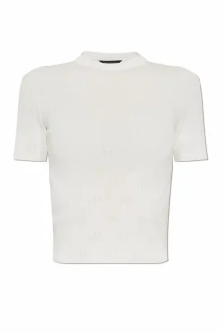 Balenciaga kremowy Wełniany top
