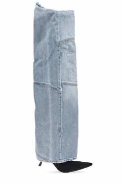 Balenciaga NIEBIESKI Jeansowe kozaki na obcasie `New Flex`