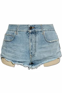Balenciaga NIEBIESKI Jeansowe szorty z efektem `vintage`