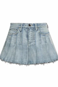 Balenciaga NIEBIESKI Jeansowa spódnica z zakładkami