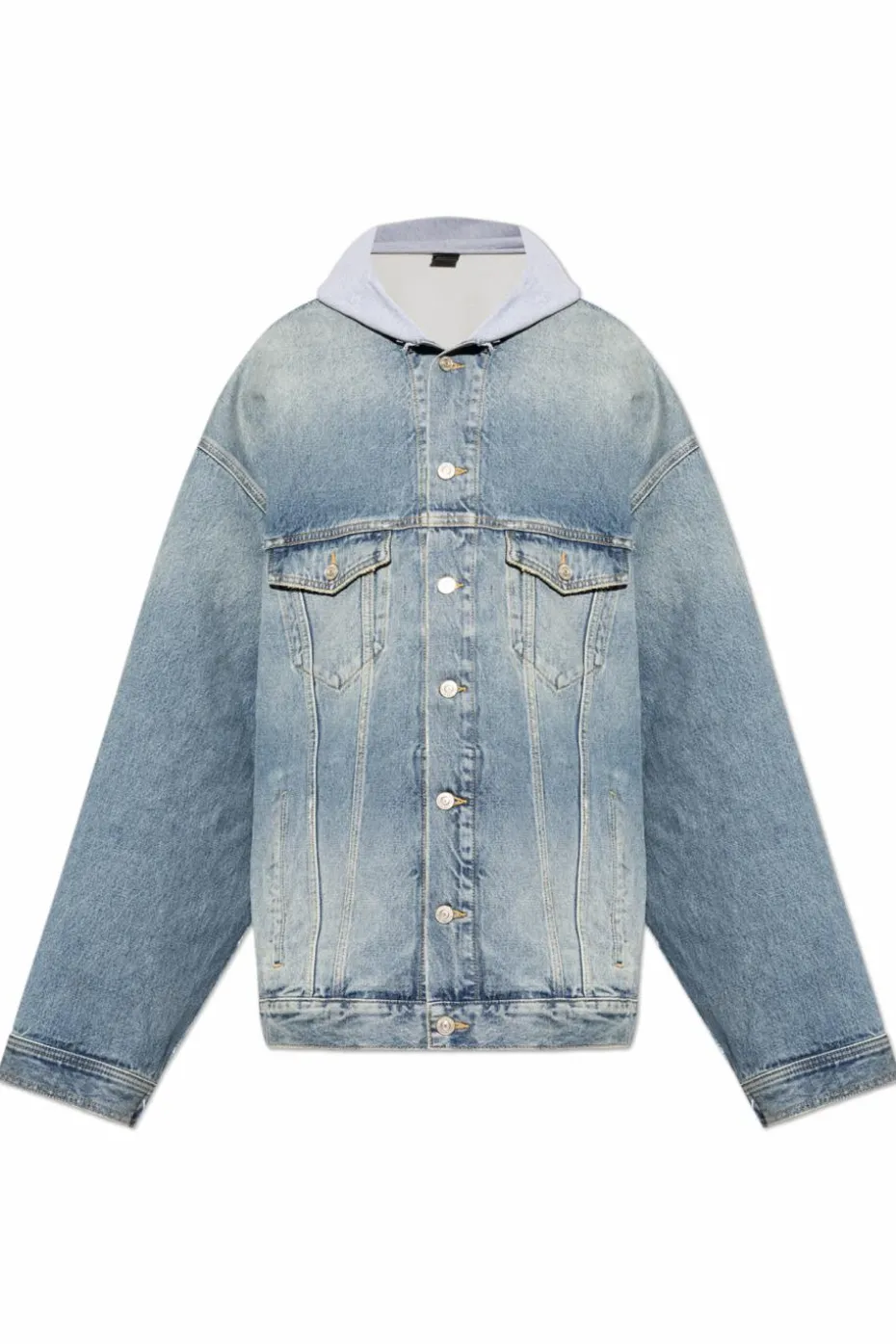 Balenciaga NIEBIESKI Kurtka jeansowa z kapturem