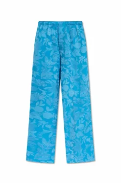 Balenciaga NIEBIESKI Spodnie o luźnym kroju z motywem kwiatowym