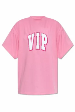 Balenciaga RÓŻOWY T-shirt z efektem `vintage`